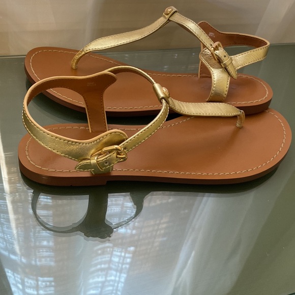 Coach Metallic Gold T-Strap Sandals - Picture 5 of 11